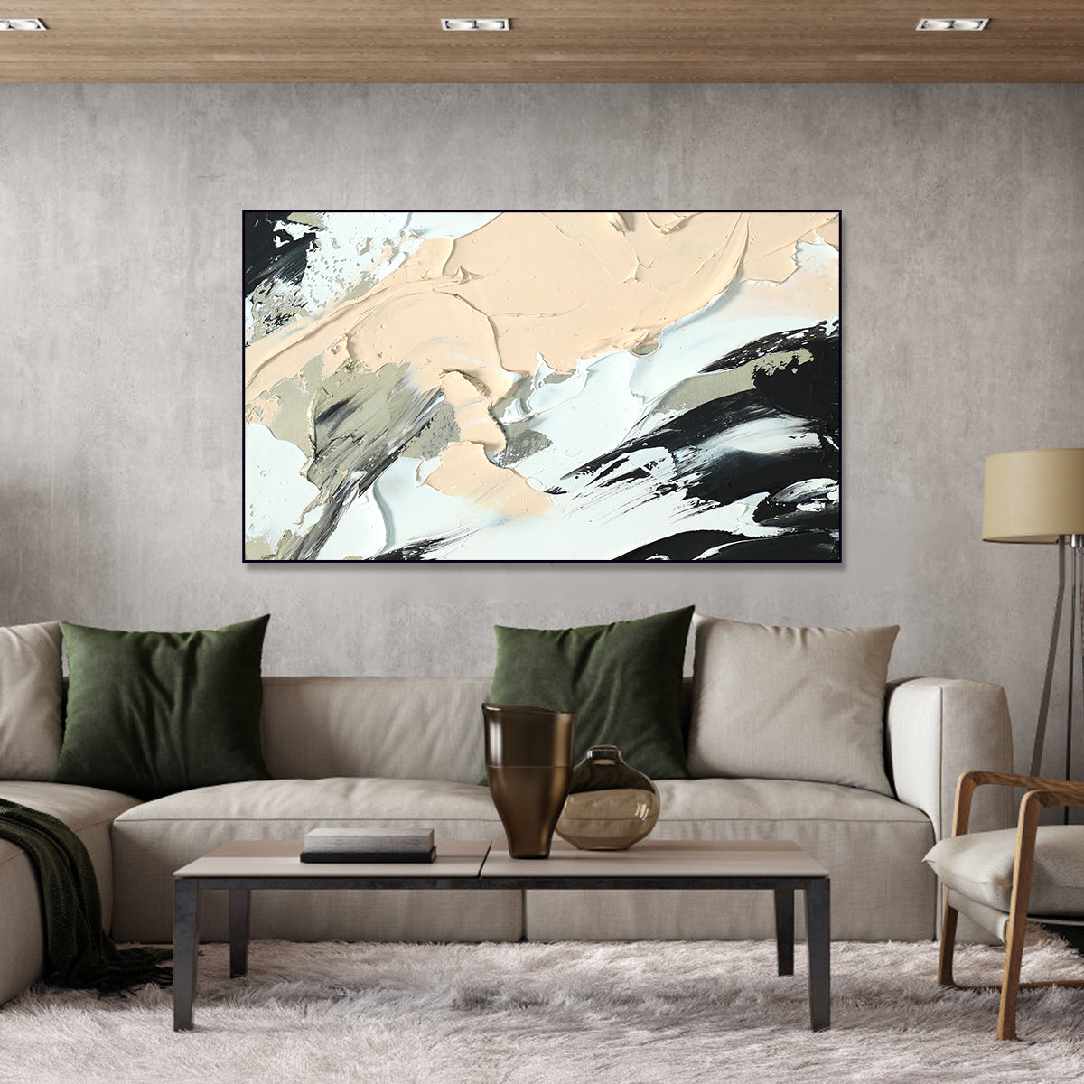 Serene Abstract Oil Painting in Neutral Tones for Modern Home Decor