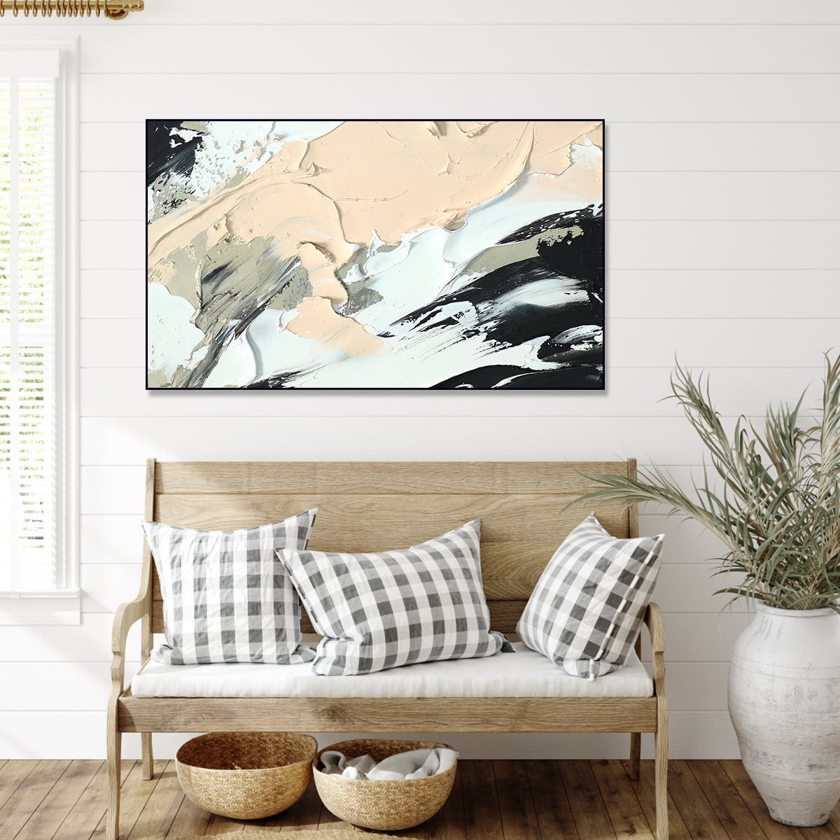 Serene Abstract Oil Painting in Neutral Tones for Modern Home Decor