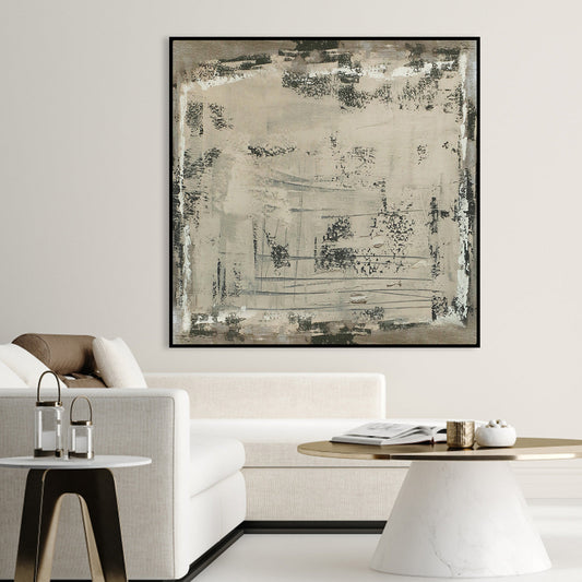 Contemporary Rustic Abstract Oil Painting with Textured Finish for Modern Decor