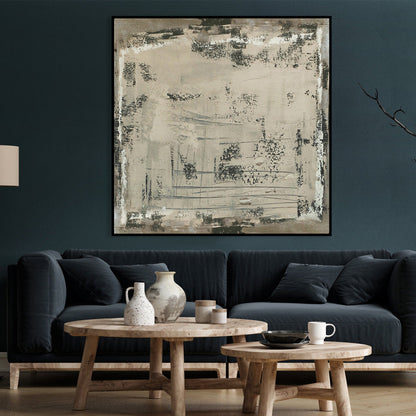 Contemporary Rustic Abstract Oil Painting with Textured Finish for Modern Decor