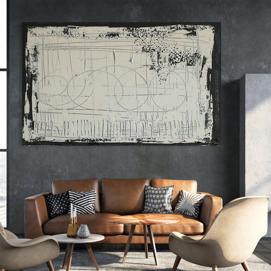 Modern Monochrome Abstract Oil Painting for Contemporary Home Decor