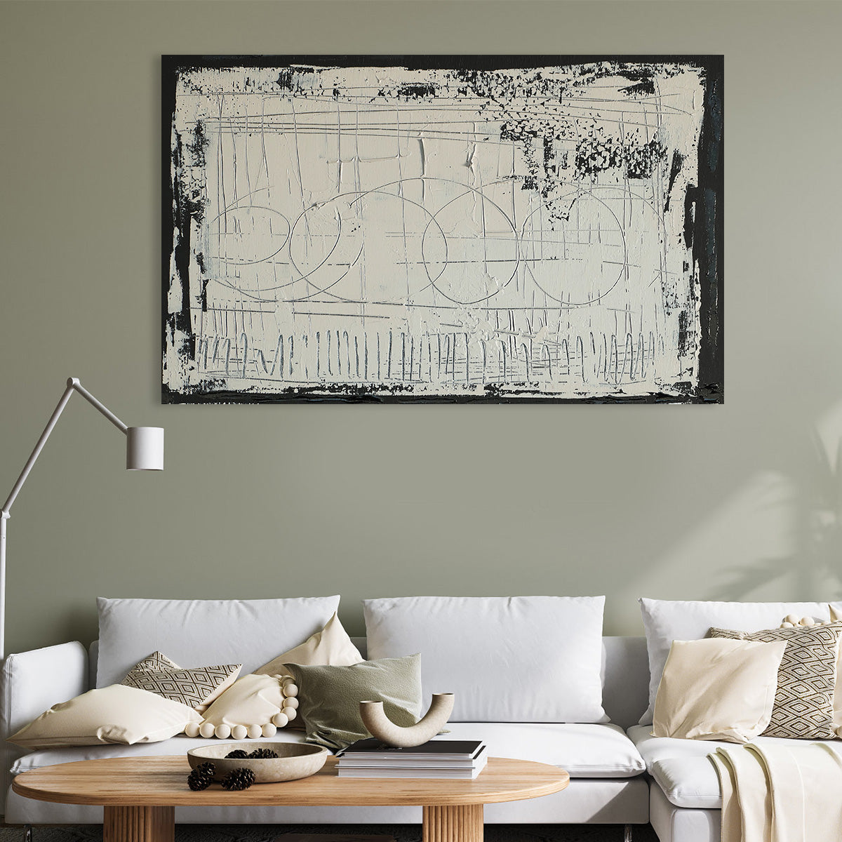 Modern Monochrome Abstract Oil Painting for Contemporary Home Decor