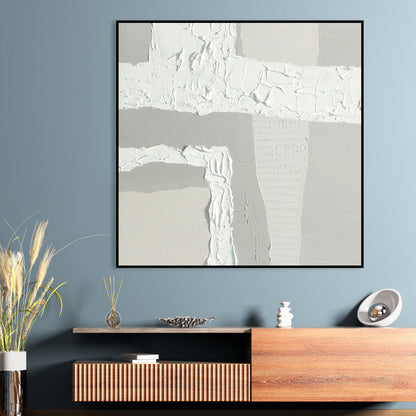 Modern Textured Geometric Oil Painting for Contemporary Home Decor