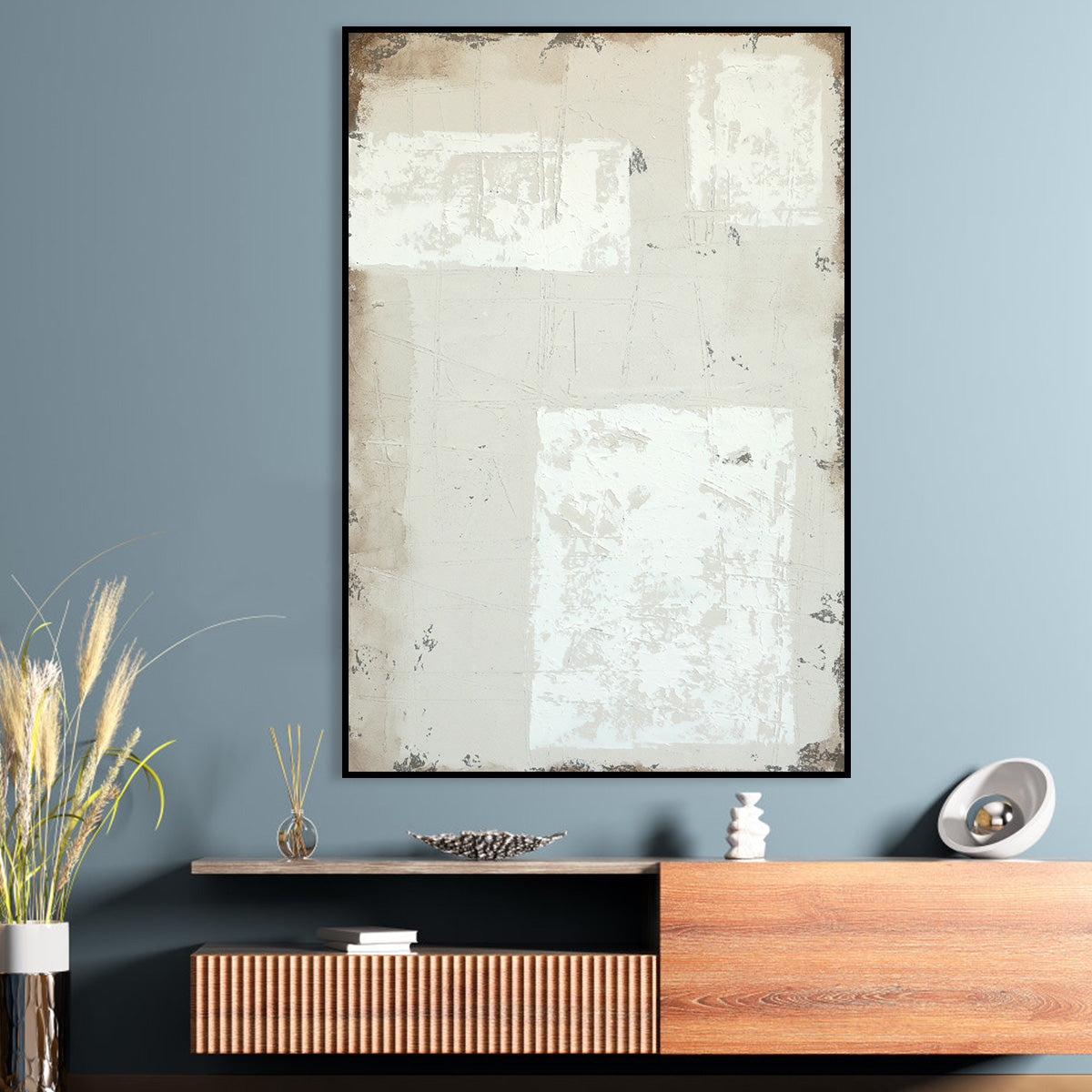 Minimalist Rustic Abstract Oil Painting for Modern Home Decor