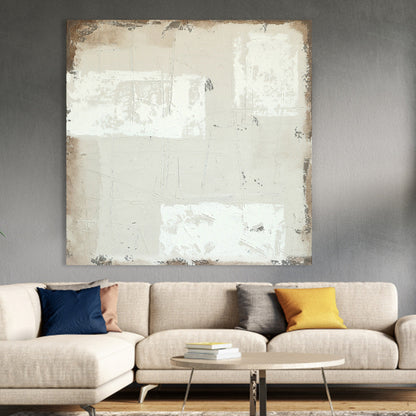 Neutral Abstract Textured Oil Painting for Modern Home Decor