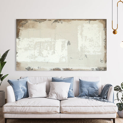 Beige and White Textured Abstract Oil Painting for Modern Home Decor