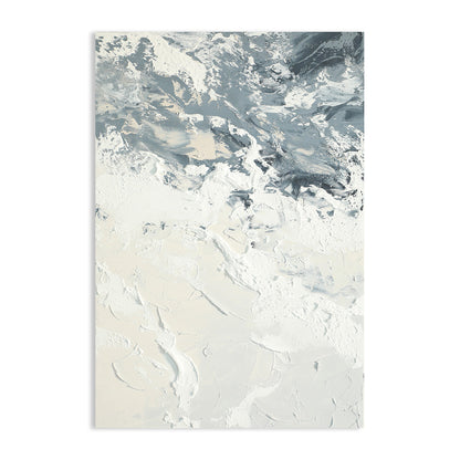 Modern Textured Abstract Oil Painting in White and Gray for Contemporary Decor