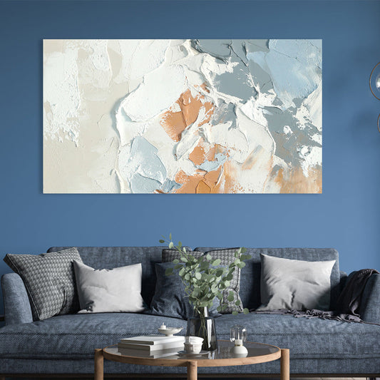 Warm Neutral Abstract Oil Painting with Textured Gray and Earthy Tones