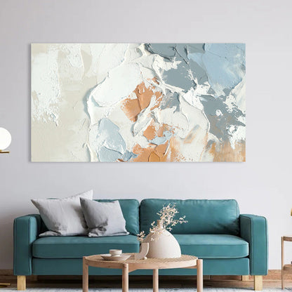 Warm Neutral Abstract Oil Painting with Textured Gray and Earthy Tones