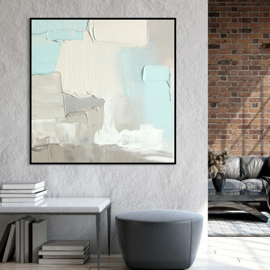 Calming Abstract Oil Painting in Soft Pastels for Serene Home Decor