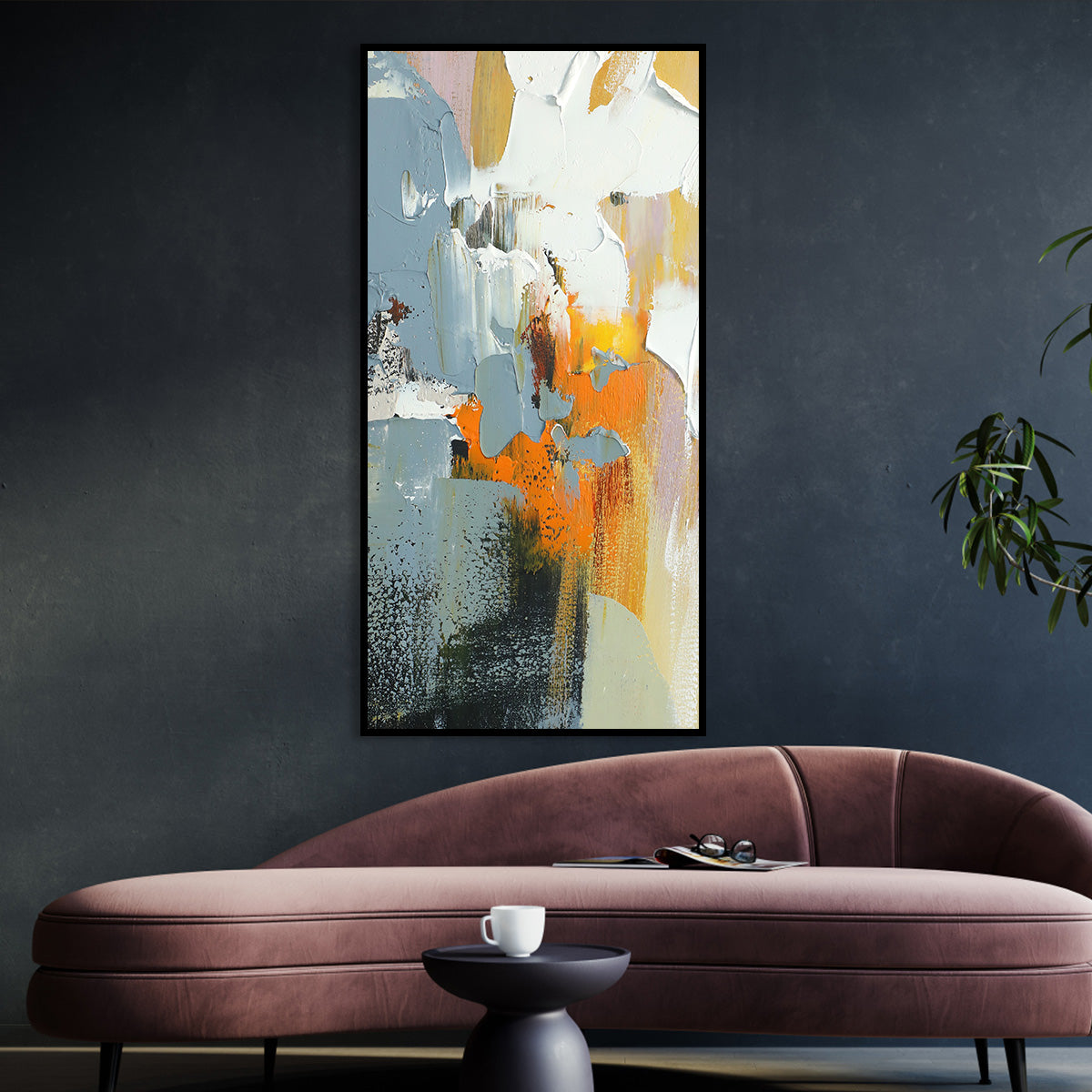 Vibrant Abstract Oil Painting of Autumn Colors for Modern Home Decor