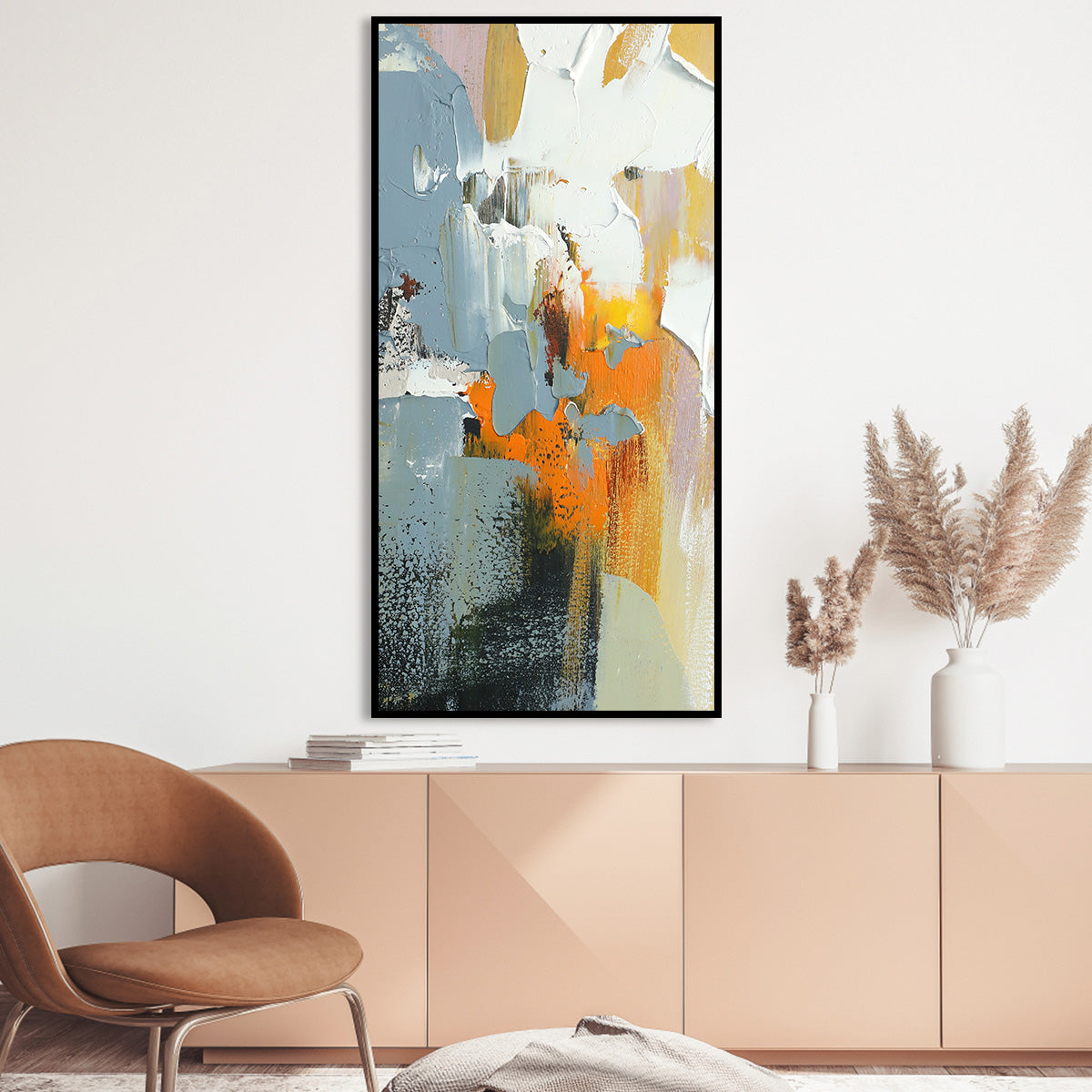 Vibrant Abstract Oil Painting of Autumn Colors for Modern Home Decor