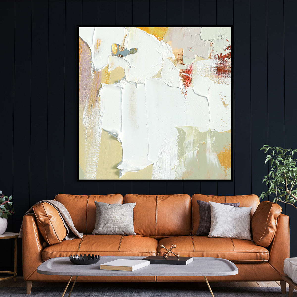Abstract Golden Harvest Oil Painting for Vibrant Home Decor