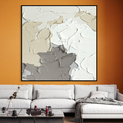 Textured Abstract Oil Painting in Soft Neutrals for Modern Home Decor