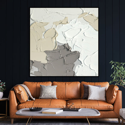 Textured Abstract Oil Painting in Soft Neutrals for Modern Home Decor