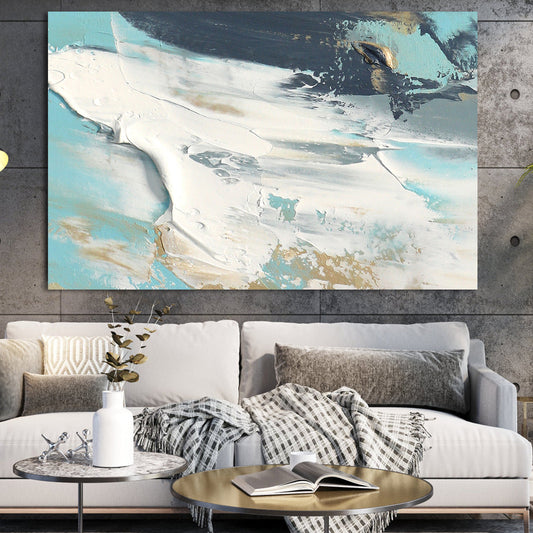 Serene Coastal Abstract Oil Painting for Modern Home Decor