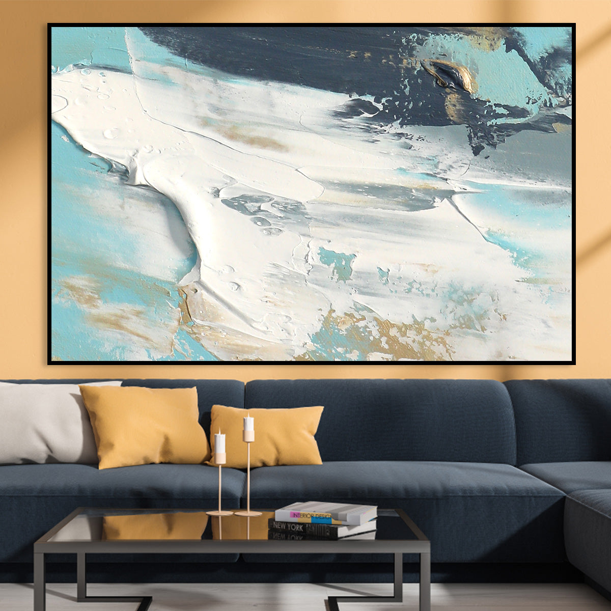 Serene Coastal Abstract Oil Painting for Modern Home Decor