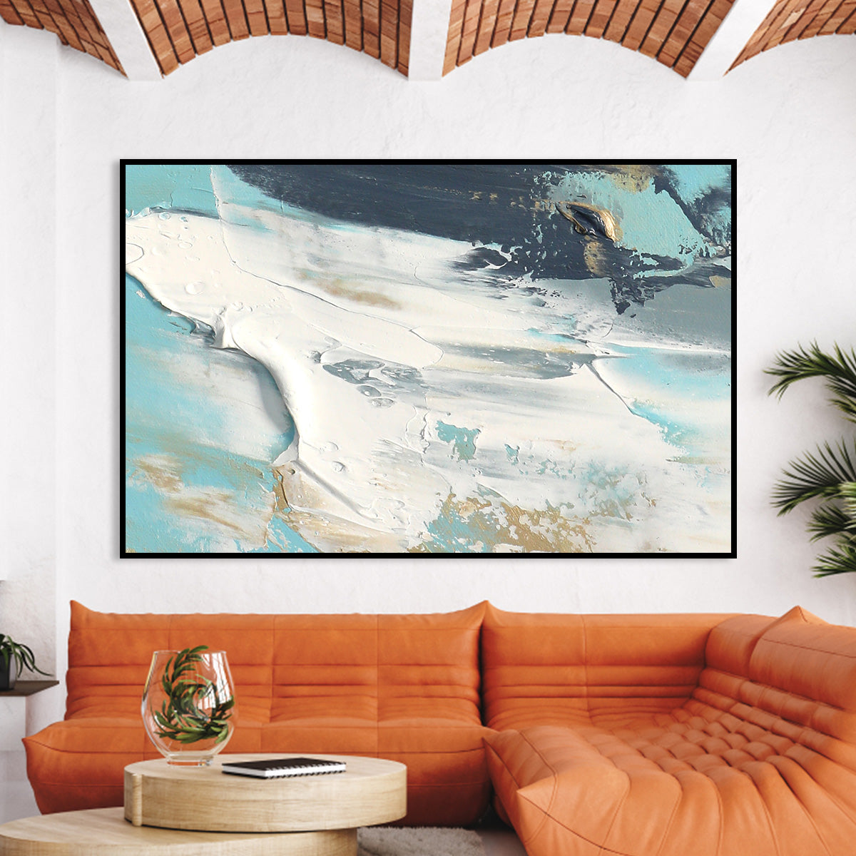 Serene Coastal Abstract Oil Painting for Modern Home Decor