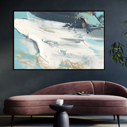 Serene Coastal Abstract Oil Painting for Modern Home Decor