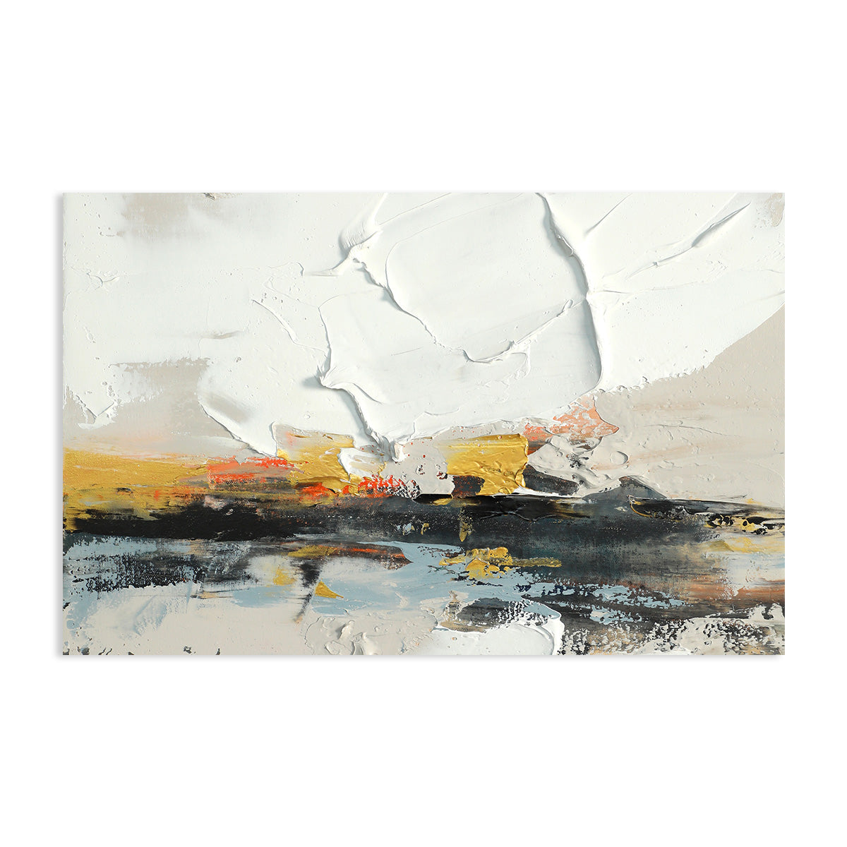 Abstract Landscape Oil Painting with Ethereal Colors and Textured Horizon