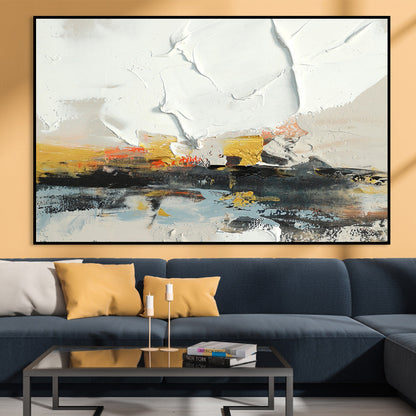 Abstract Landscape Oil Painting with Ethereal Colors and Textured Horizon