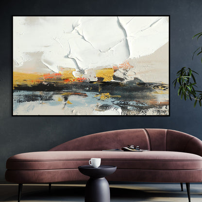 Abstract Landscape Oil Painting with Ethereal Colors and Textured Horizon