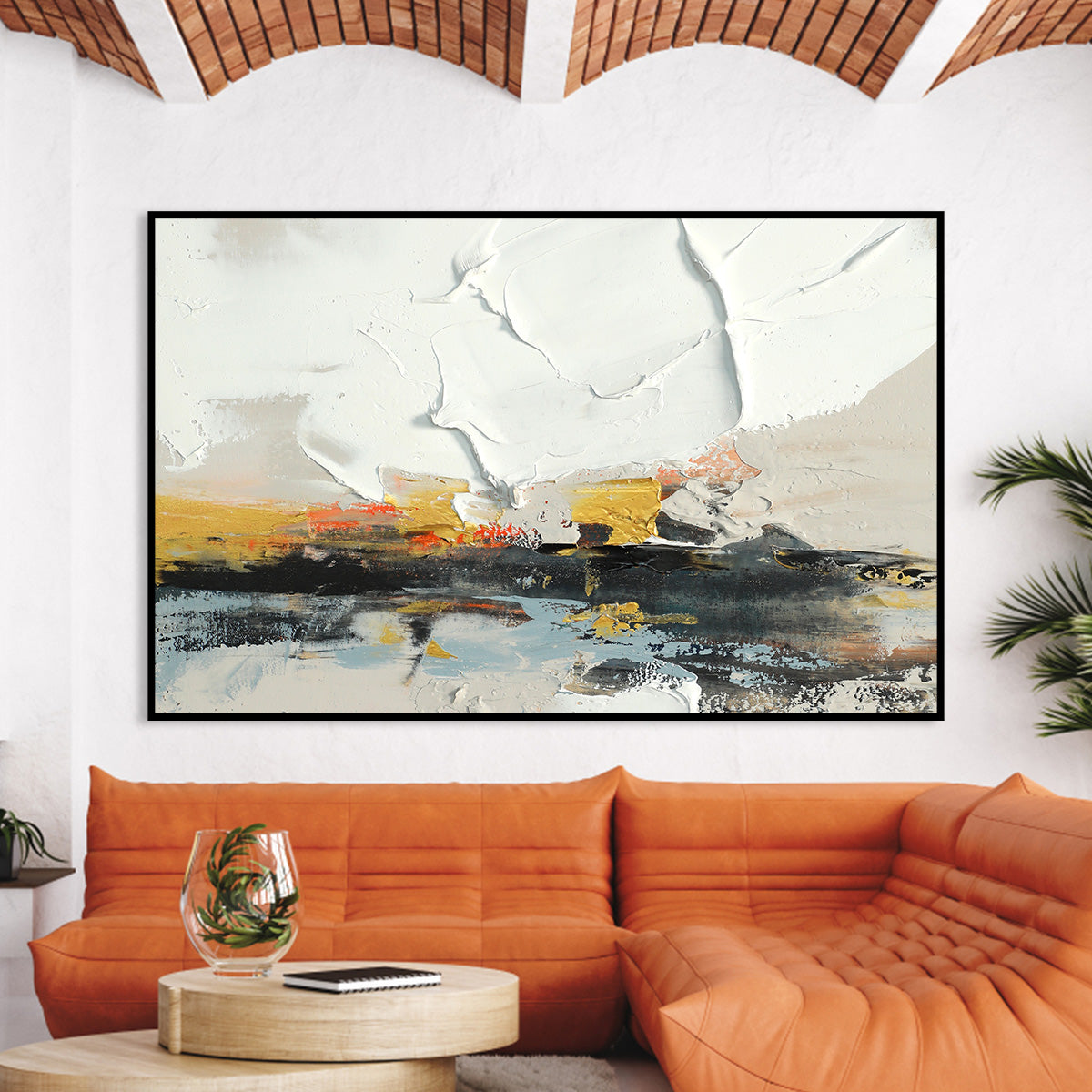 Abstract Landscape Oil Painting with Ethereal Colors and Textured Horizon