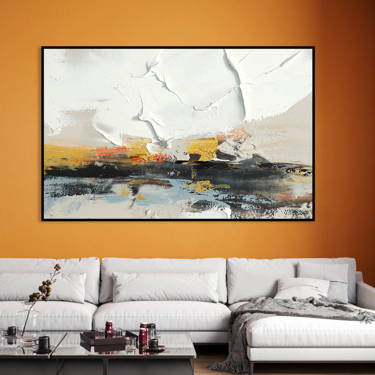 Abstract Landscape Oil Painting with Ethereal Colors and Textured Horizon