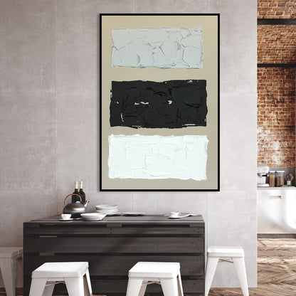 Modern Monochrome Oil Painting in Black and White for Elegant Home Décor