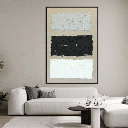 Modern Monochrome Oil Painting in Black and White for Elegant Home Décor