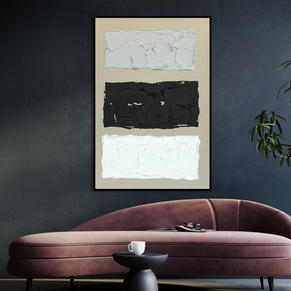 Modern Monochrome Oil Painting in Black and White for Elegant Home Décor