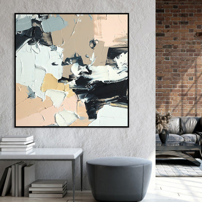 Abstract Oil Painting of Soft Pastels and Bold Strikes for Modern Home Decor