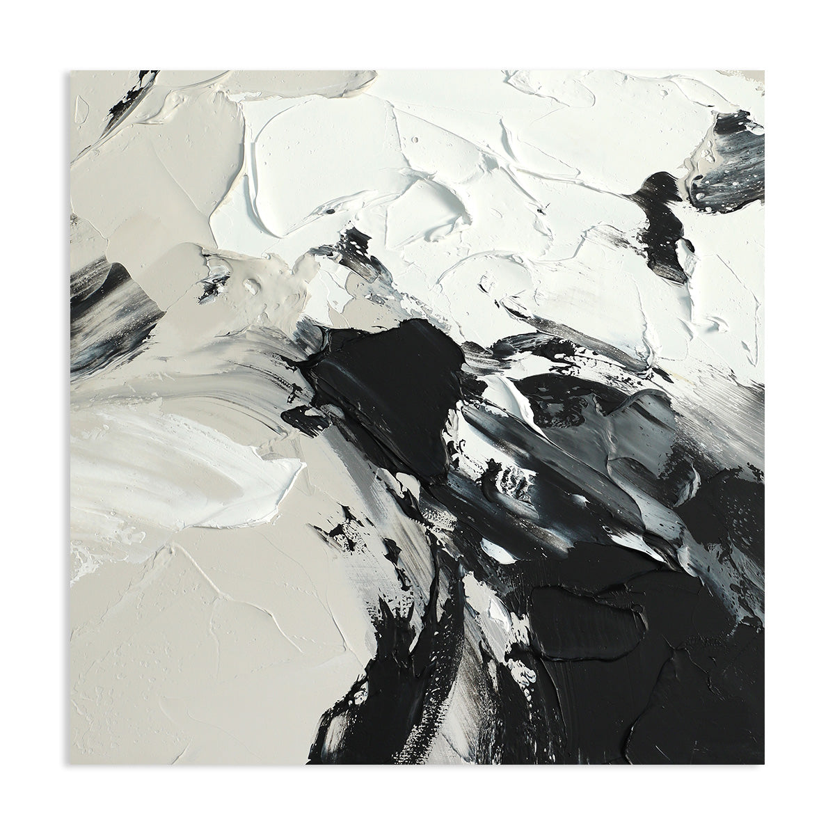 Monochrome Abstract Oil Painting for Modern Home Decor