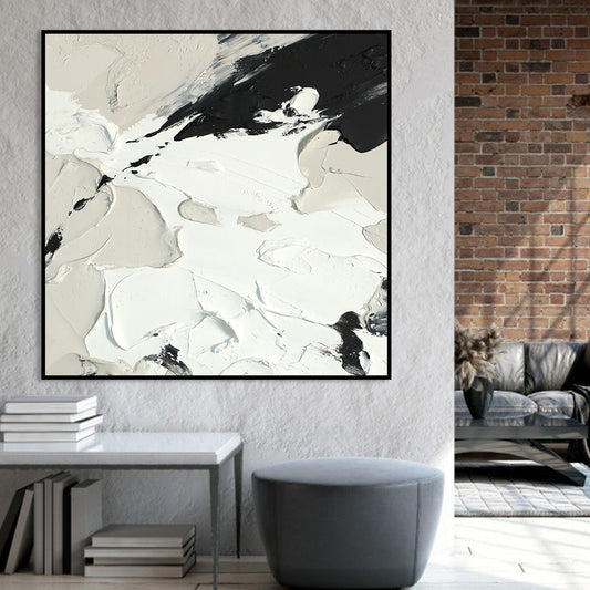 Monochrome Modern Abstract Oil Painting for Elegant Home Décor