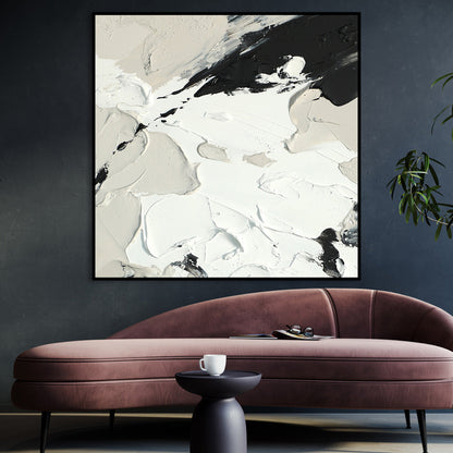 Monochrome Modern Abstract Oil Painting for Elegant Home Décor