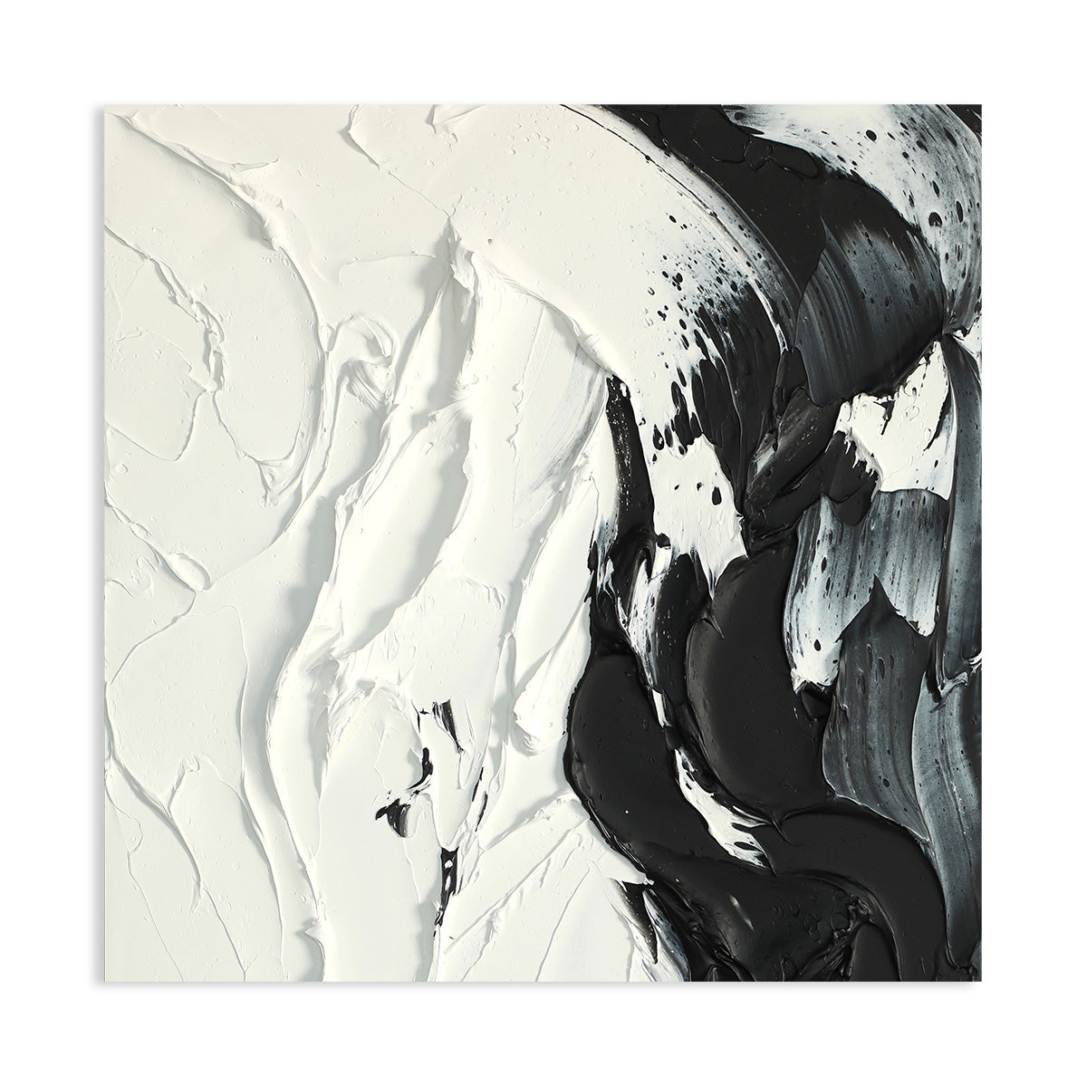 Monochrome Flowing Abstract Oil Painting for Modern Home Decor