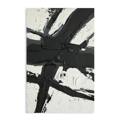 Striking Black and White Abstract Oil Painting for Modern Home Decor