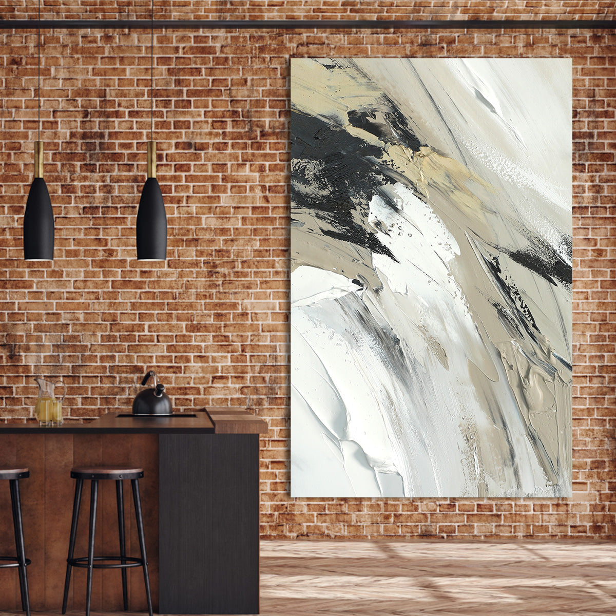 Modern Neutral Abstract Oil Painting for Elegant Home Decor