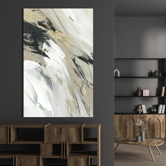 Modern Neutral Abstract Oil Painting for Elegant Home Decor