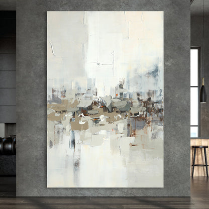 Calm Urban Abstract Oil Painting for Modern Home Decor