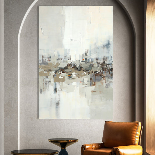 Calm Urban Abstract Oil Painting for Modern Home Decor