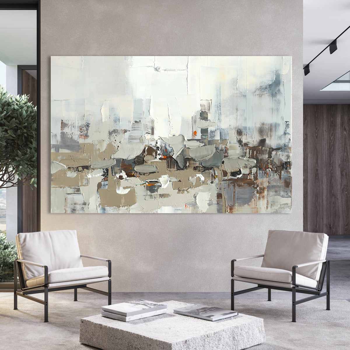 Abstract Cityscape Oil Painting for Modern Home Decor