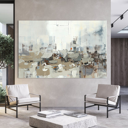 Abstract Cityscape Oil Painting for Modern Home Decor