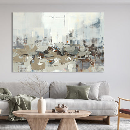 Abstract Cityscape Oil Painting for Modern Home Decor