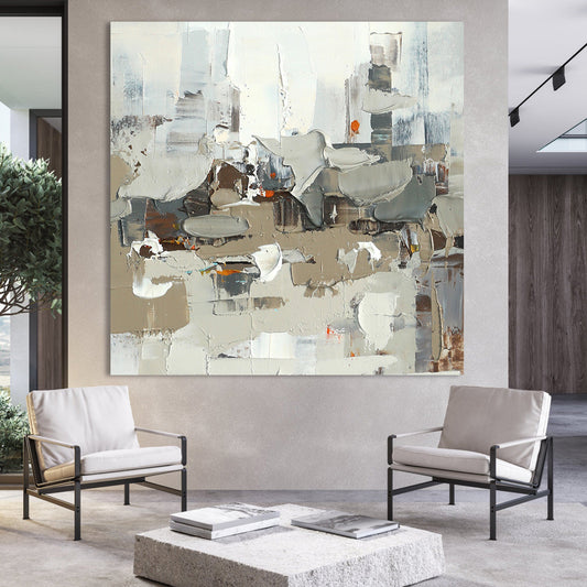 Contemporary Abstract Urban Landscape Oil Painting for Modern Home Decor