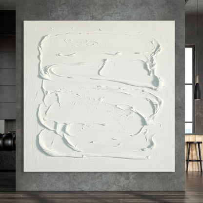 Elegant Minimalist White Texture Oil Painting for Modern Home Decor