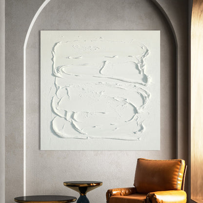 Elegant Minimalist White Texture Oil Painting for Modern Home Decor