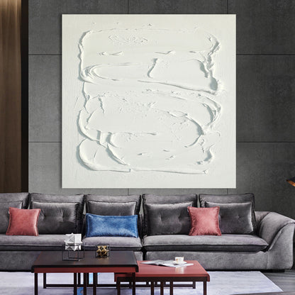 Elegant Minimalist White Texture Oil Painting for Modern Home Decor