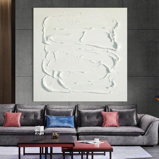 Elegant Minimalist White Texture Oil Painting for Modern Home Decor