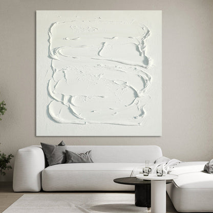 Elegant Minimalist White Texture Oil Painting for Modern Home Decor